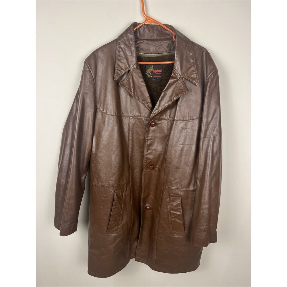 Vintage Vagabond New Hampshire Brown Leather Jacket Mens 46 Large‎ Zip Out Liner